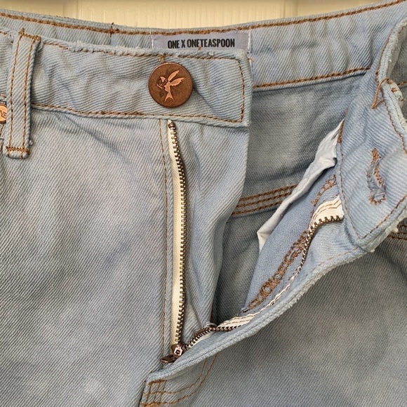 one teaspoon women’s high waist super fitted jean mini skirt raw hem size 26 - Picture 4 of 12